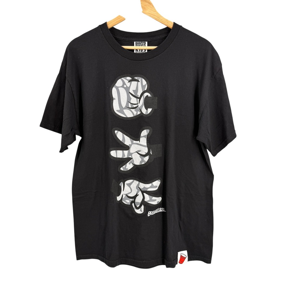 Booger Kids T-Shirt Mens Large Black Rock Paper Scissors Tee Streetwear